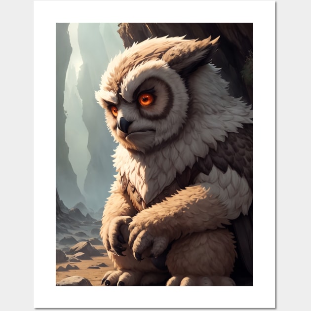 Mystical Owl Bear of the Forest Depths Wall Art by Dyobon